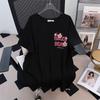 Women's Plus Size Loose-Fit Mid-Length Short-Sleeved Round Neck T-Shirt (660)
