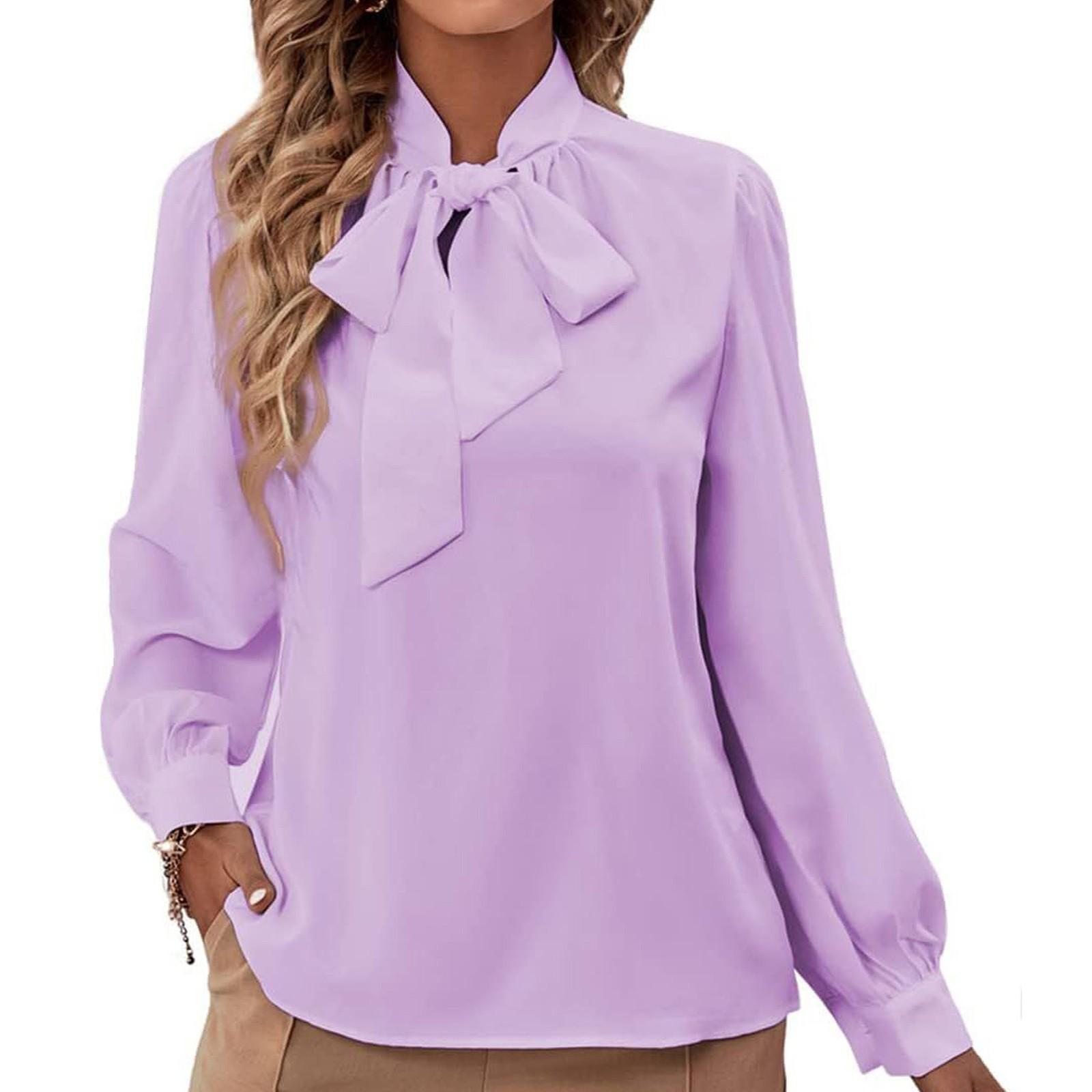 

Женская повседневная и модная однотонная рубашка с длинным рукавом Топ Рубашка с длинным рукавом Топ S светло-фиолетовый