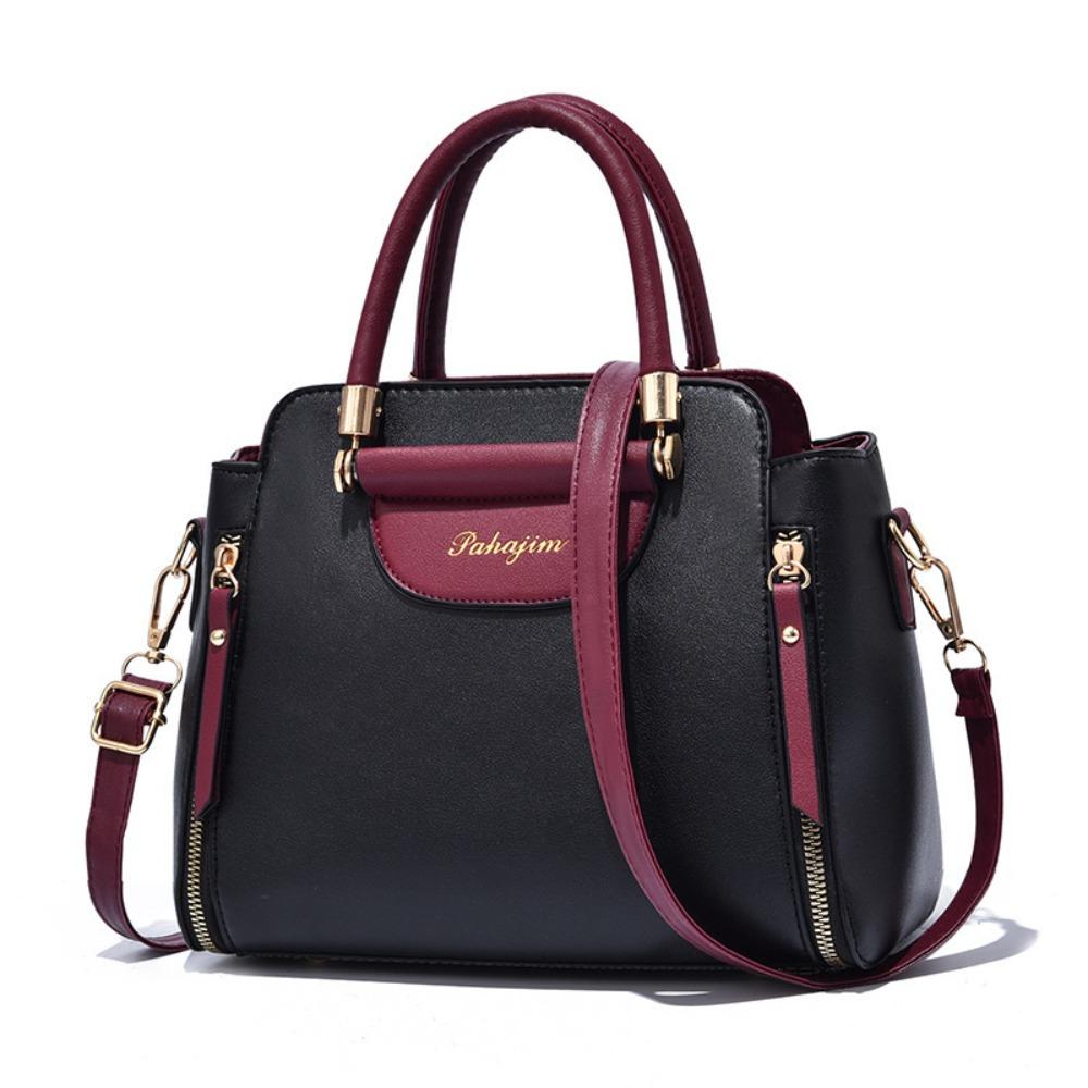 Fashion PU Women Bag Elegant Hit Color Handheld Bag Large Capacity Shoulder Bag All-Match