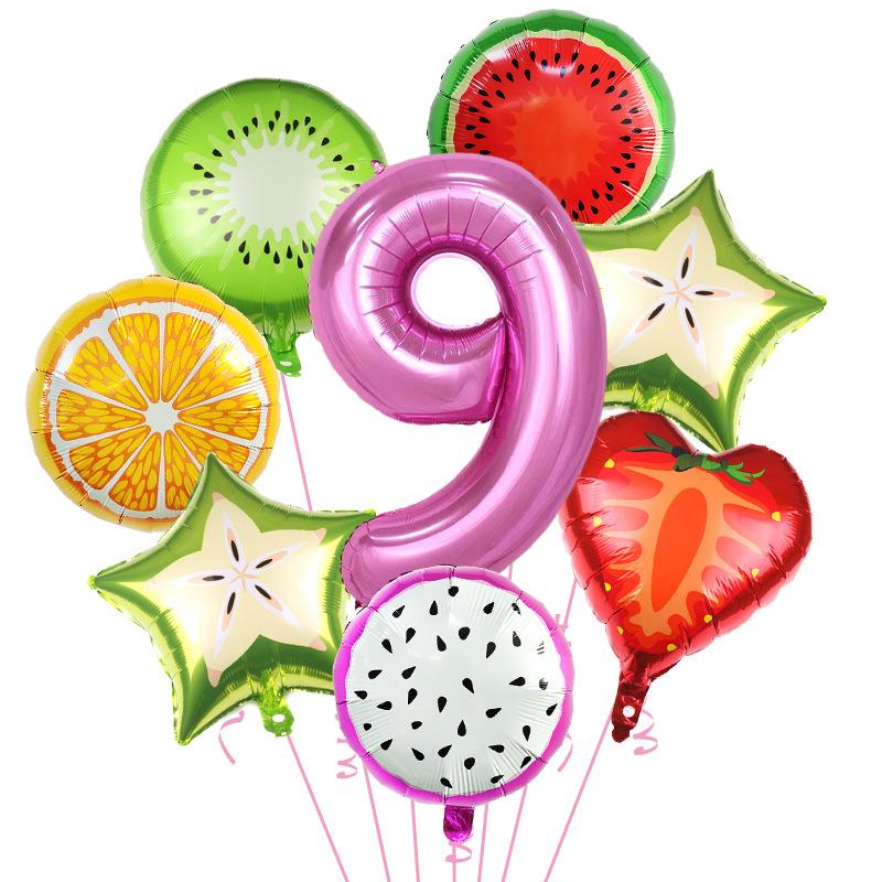 Fruit Aluminum Film Balloon Set Summer Cool Pool Party Decoration Children'S First Year Scene Arrangement Photo
