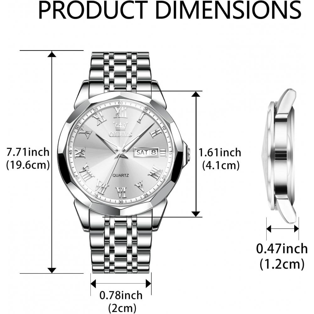 Iqiyi OlevS Men S Analog Quartz Waterproof buSineSS Watch Silver White 9990