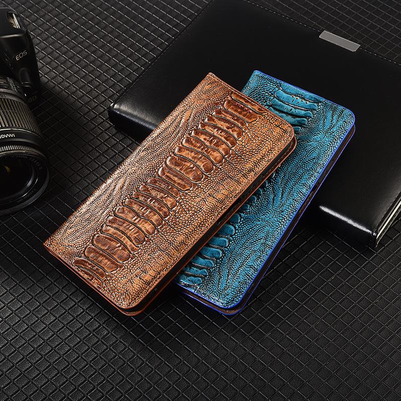 Ostrich Pattern Genuine Leather Flip Case for Samsung Galaxy A12 A22 A32 A42 A52 A72 A13 A23 A33 A53 A73 4G 5G Cover Card Cases