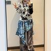Hip-hop Lace Up Hip Scarf Shirt Extender Ruffled Edge Waistband  Waist Accessories