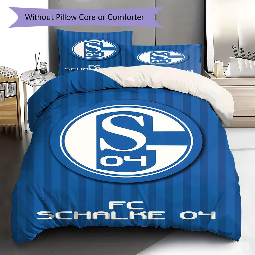 FC Schalke 04 Pattern Bedding Set Quilt Cover Pillowcase Home Decor Gift (1 * Duvet Cover + 2 * Pillowcase, Without Core)