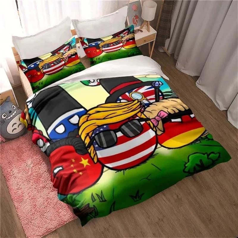 3D Print Cartoon Countryball Polandballs Bedding Collection Double Twin King Duvet Cover Comforter Pillowcase Boys Girls Adults Bedroom