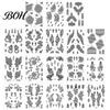 Event Makeup Tattoos Temporary Stickers, Fake Body Arm Chest Shoulder with Black Lace Flower Waterproof Pattern, Non-Irritating Art Sticker