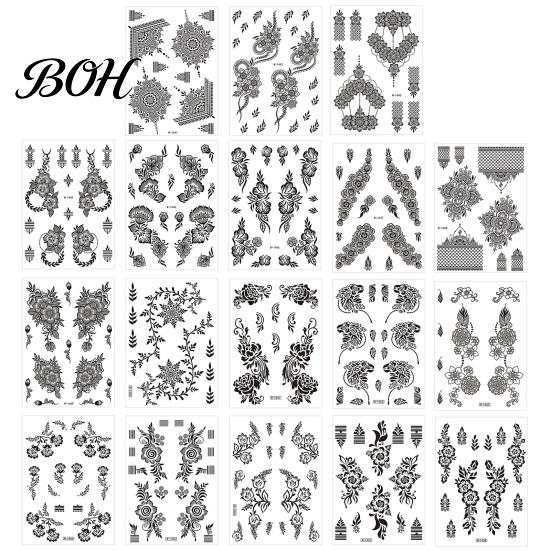 Event Makeup Tattoos Temporary Stickers, Fake Body Arm Chest Shoulder with Black Lace Flower Waterproof Pattern, Non-Irritating Art Sticker