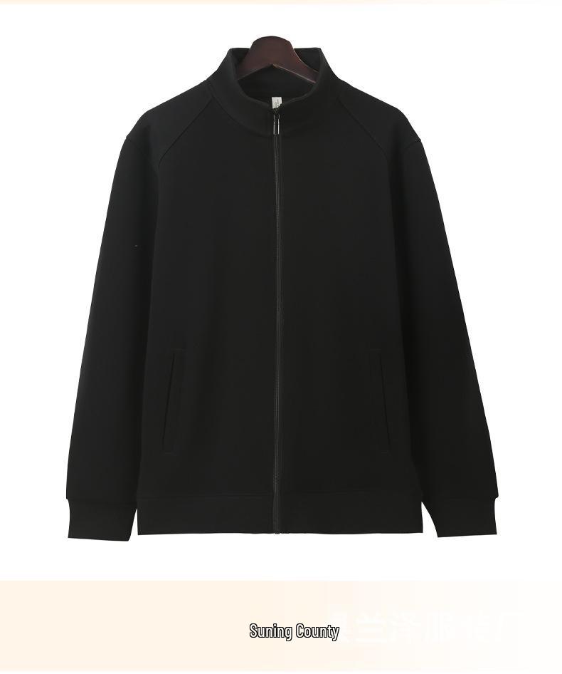 Men's Warm Hua Cotton Stand Collar Hoodie Jacket, 320g, Thickened, Versatile Casual Zip-Up - Perfect for Spring and Autumn