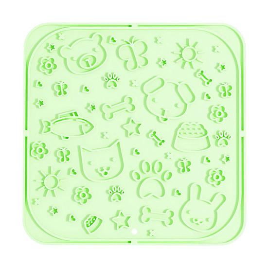 Dogs Cats Silicone Lick Mat Anti-choking Anxiety Relief Square Paw Shape Pet Food Mat with Suction Cup Slow Eating Puzzle Feeder Licking Mat