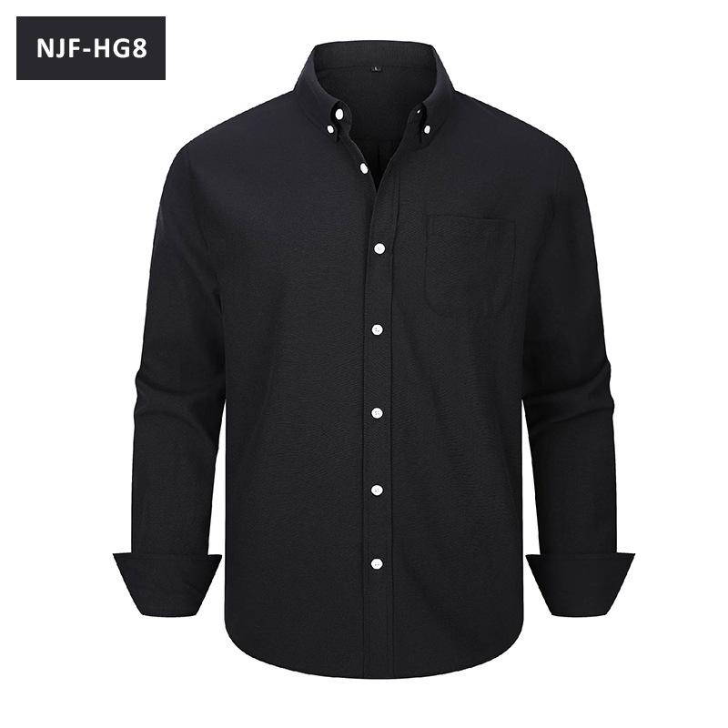 Men Long Sleeve Solid Color Casual Oxford Shirt Plus Size
