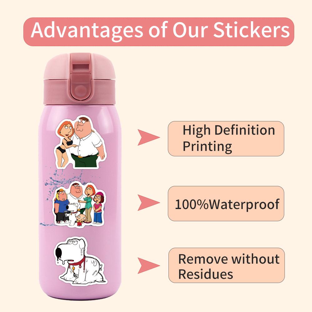 56 Family Guy Parody Graffiti Stickers for Home, Scooter, Computer, Guitar, and Diary Decoration