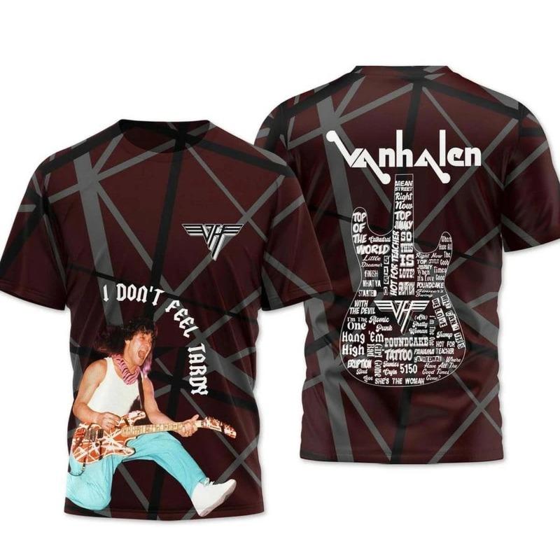 Rockowy Zespół Van Halen Retro Koszulka Unisex Drukowana 3D na Lato Uliczny Hip-hop Trend Krótki Rękaw Okrągły Dekolt Y2K Top Odzież Męska