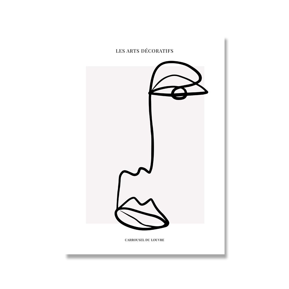 Abstrakte Linie Gesicht Galerie Kunst Poster Beige Schwarz Leinwand Malerei Trendy Boho Bilder Zimmer Wand Dekor Innen Wohndekoration