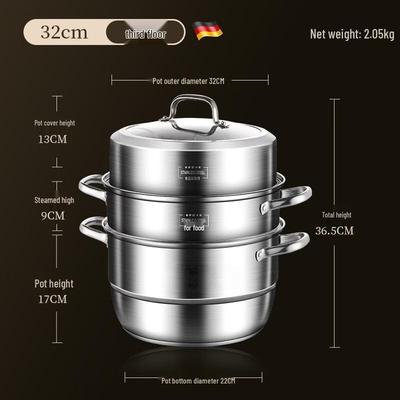 Boyiduo 32cm 3-Layer Food Grade Stainless Steel Steamer Pot