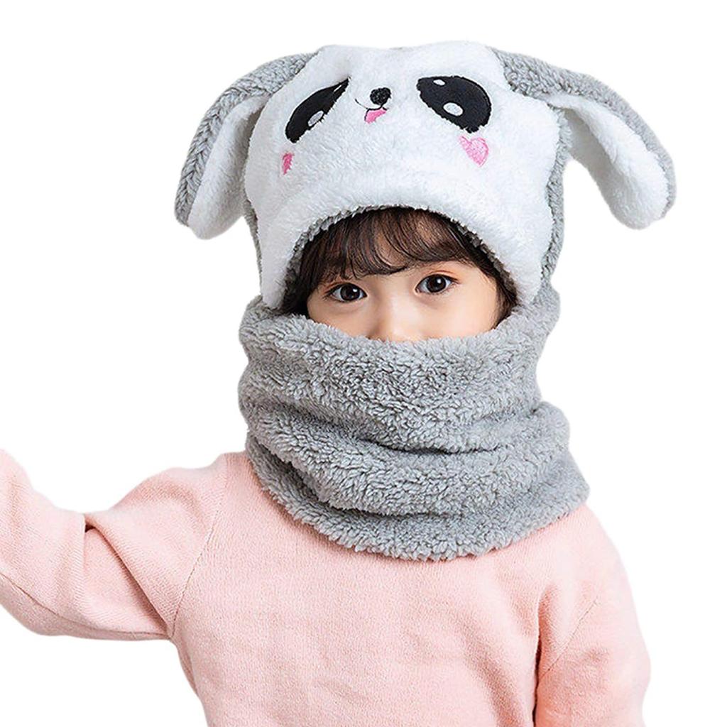 Children's Ears Hat Scarf Ane Warm Scarf Cap Thickened Plush Ear Cap