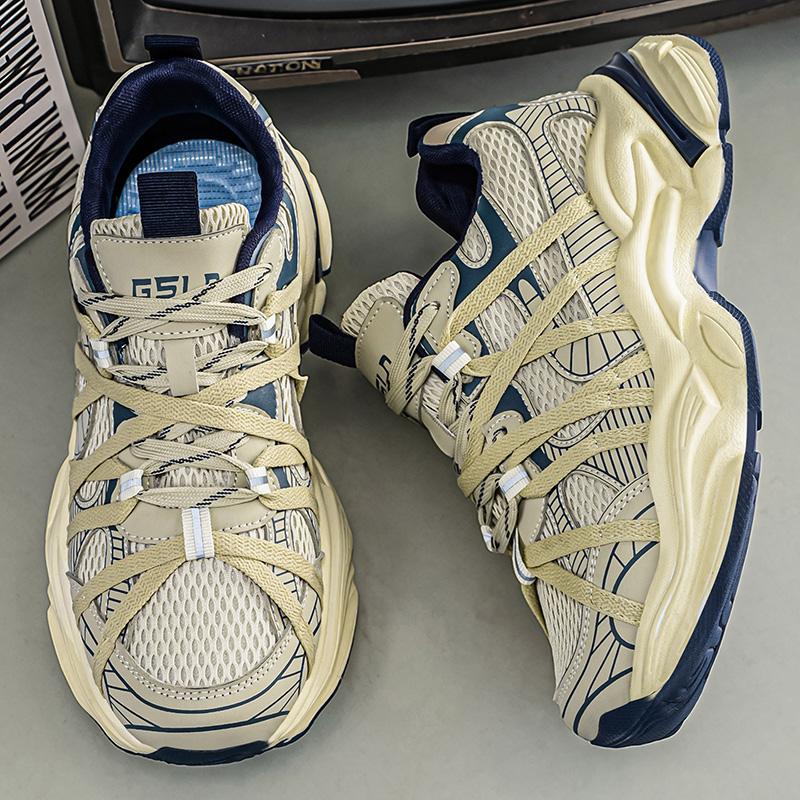 Chunky sneakers four seasons Men's mesh breathable light soft-sole anti-slip comfort outdoor casual walking sports running shoes