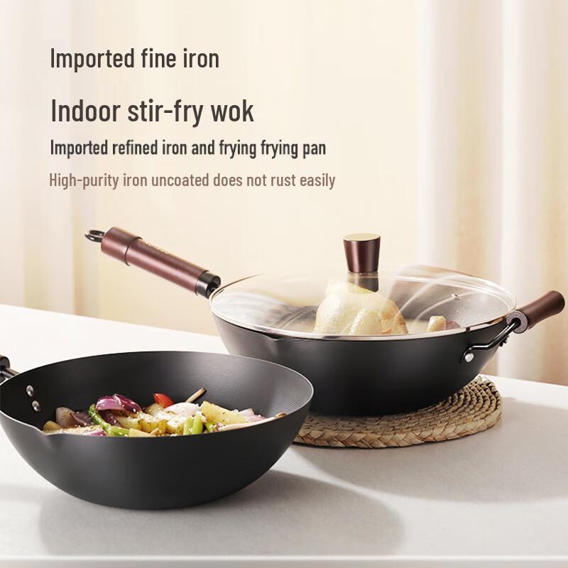 DESLON 30cm Nitrided Refined Iron Wok