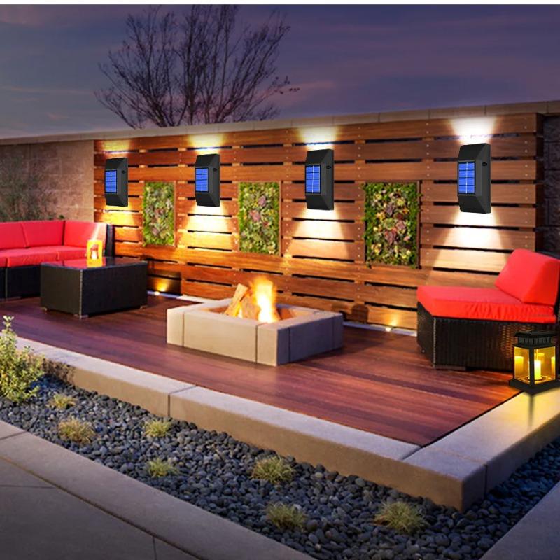 Solar Powered Wall Lights Outdoor Waterproof Up Down LED Lighting for Garden Yard Patio Pathway Street Home Decor