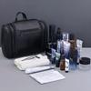 PU Leather Toiletry Washing Tool Storage Bag with Hook Portable Cosmetic Bag Wet and Dry Separation Travel Makeup Pouch