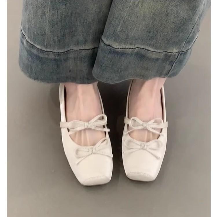 Square Head Bow Ballet Shoes Women's 2025 Summer New Gentle French Mary Jane Evening Breeze Light Mouth Single Shoes