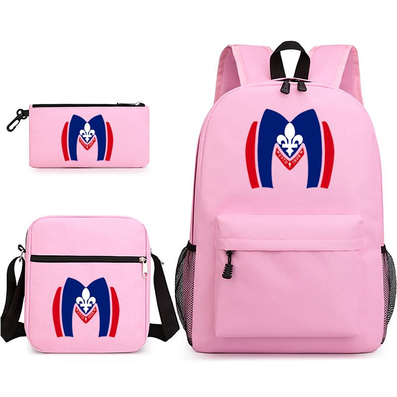 3 Piece School Backpack Set for Students Large Capacity Oxford Cloth Schoolbag with Shoulder Strap and Pencil Case