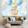 2D Newborn Backdrop, Watercolor Bear with Blue Balloons
