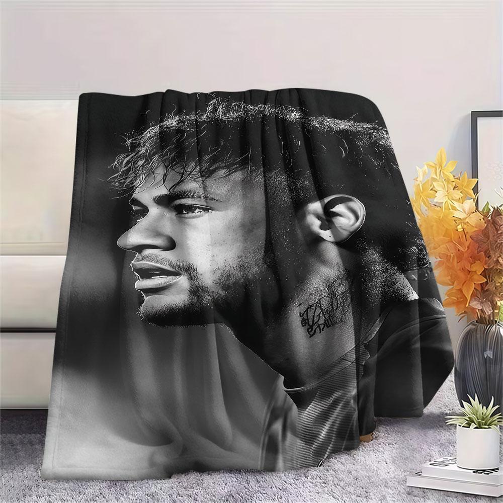 1PC Neymar Patterned Flannel Blanket Suitable For All Seasons for Home Decor Warmth and Comfort Gifts Holiday Present
