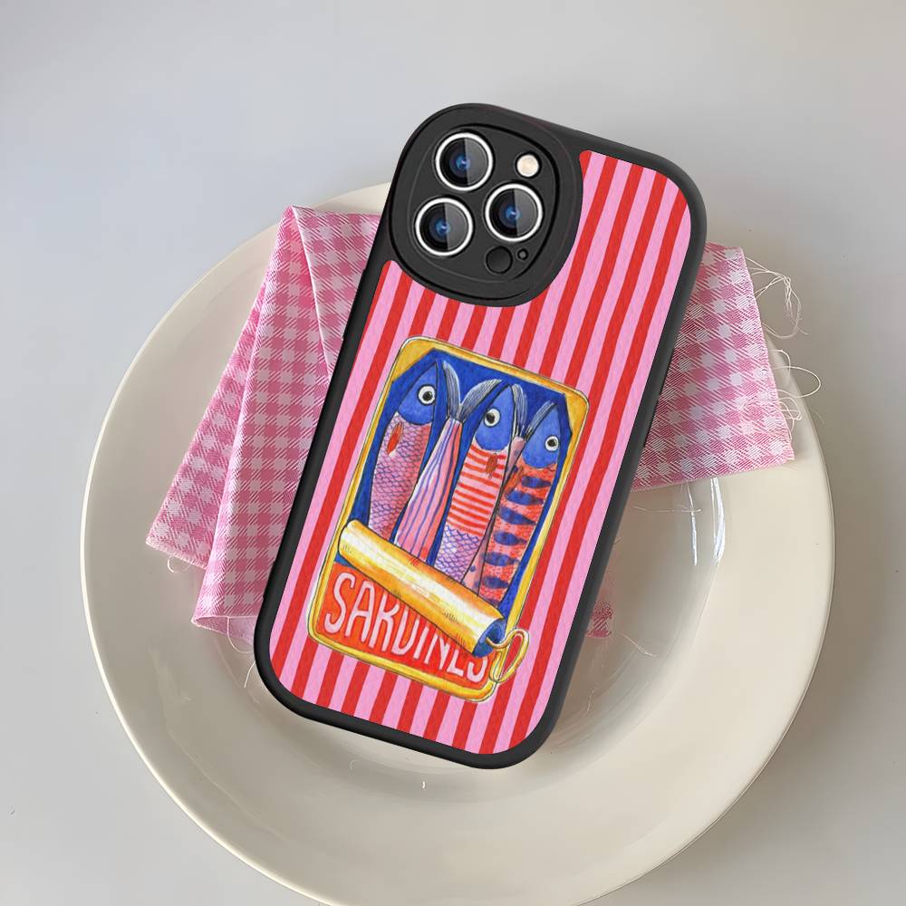 Sardines Fish Phone Cover For IPhone 16 15 14 13 12 11 Pro Max Plus Leather Soft Case