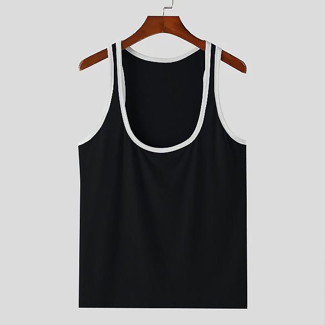 Summer Slim Fit Fitness Cross Shaped Vest Sports Training Color Blocked Men's Tank Tops