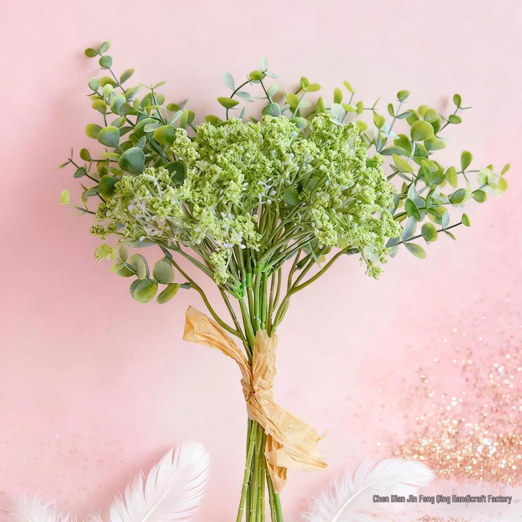 Eucalyptus & Gypsophila Artificial Flowers Bunch for Home, Wedding, and Landscaping Décor