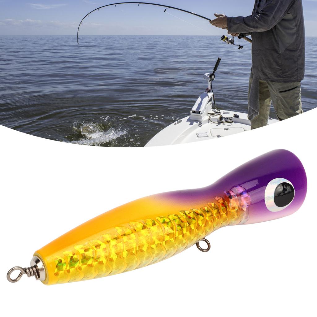 Big Popper Lure Attractive Color Reflective Design Basswood 18cm 120g Wooden Bait for Bass Tuna GT Trout