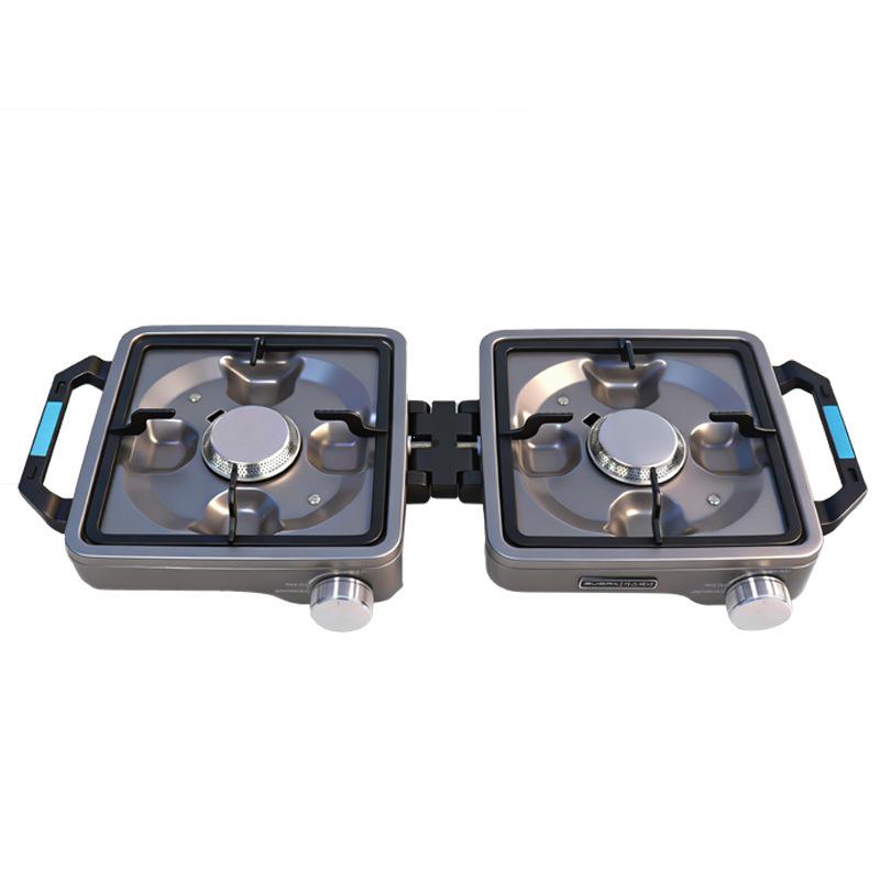 New Outdoor Double-Head Stove: Titanium Purple, Stable Pressure Design for Camping and Picnics
