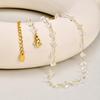 Chic Irregular Transparent Beads Necklace, Stainless Steel Clavicle Chain Women's Necklace, New Exquisite Aesthetic Jewelry