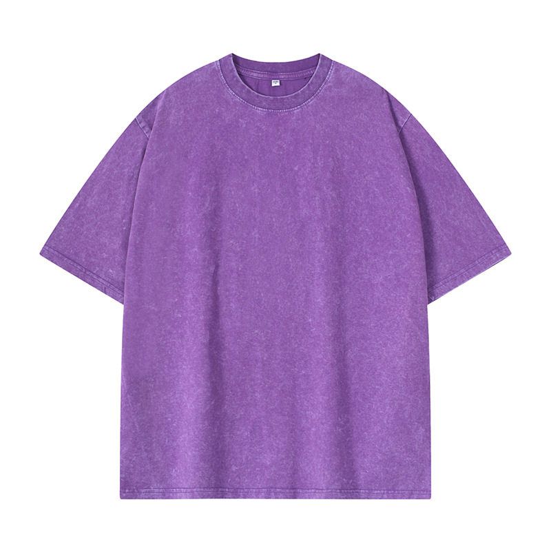 Foreign Trade Export Surplus Stock, Summer New Style, Washed and Distressed, Heavyweight 230g, Unisex Couple Short-Sleeve T-Shirt, Trendy