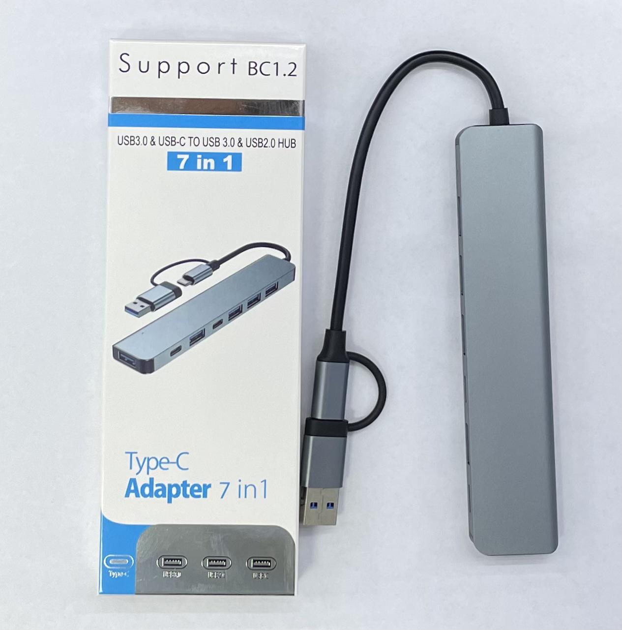 TYPE-C Dual-Head 7-in-1 Docking Station USB 3.0 Hub for Laptop, Mobile, Computer