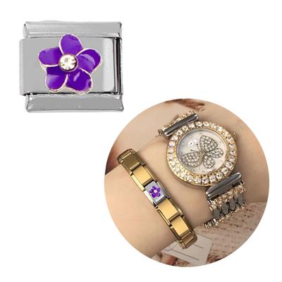 DIY Blume Italienische Charm-Glieder Passen 9mm Armband Zubehör Edelstahl Armband Herstellung Schmuckzubehör Blumenmodul
