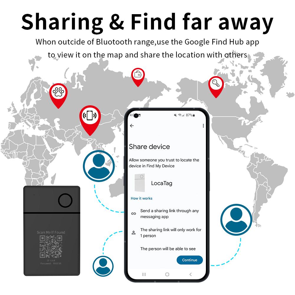 RSH Wireless Charging GPS Tracking Card Locator Google Certified Android Tracker for Xiaomi Vivo QR Code Anti Loss Smart Tag