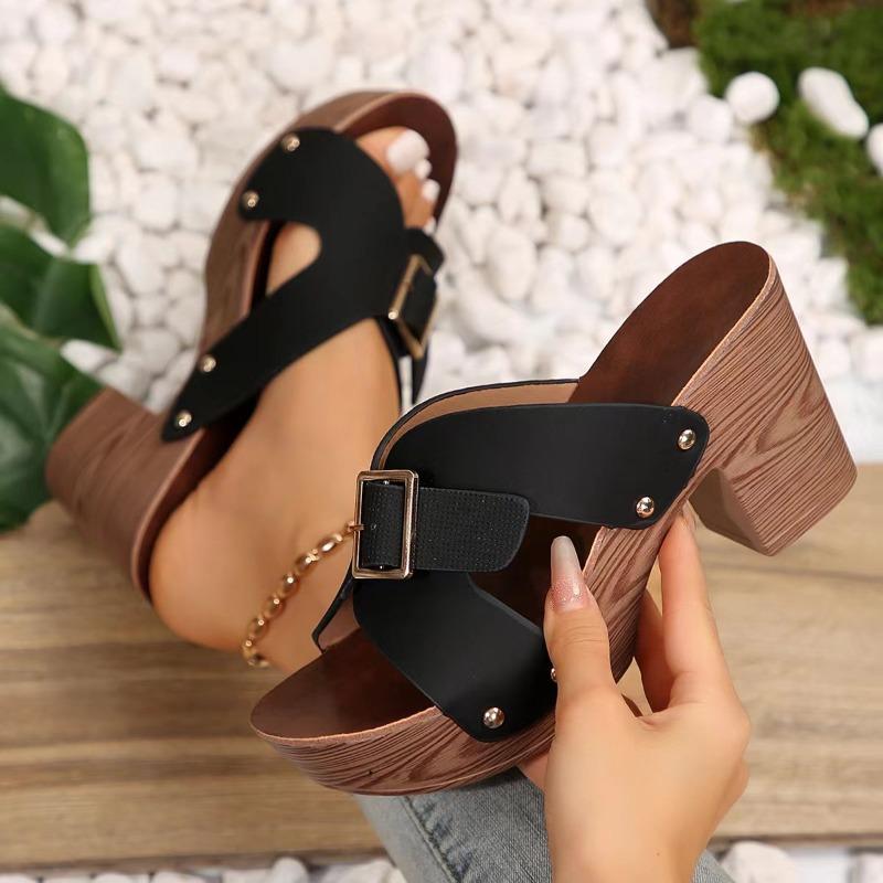Summer Women's Slippers Sandals High Heel Fashion Platform Fish Mouth Ladies Shoes Non-slip Casual Large Size 43
