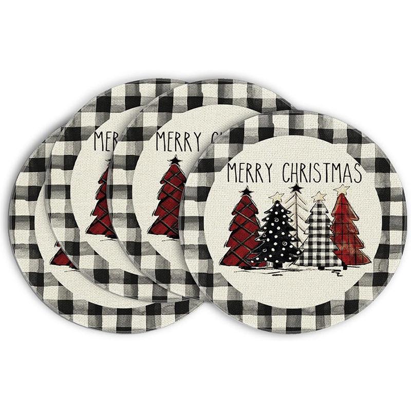 Festive Style Christmas Round Placemats - 4-Piece Set for Holiday Table Decor