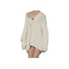 Zara Solid Color V-Neck Long Sleeve Cardigan Drop Shoulder Sweater Women sweater Beige 0797101-712