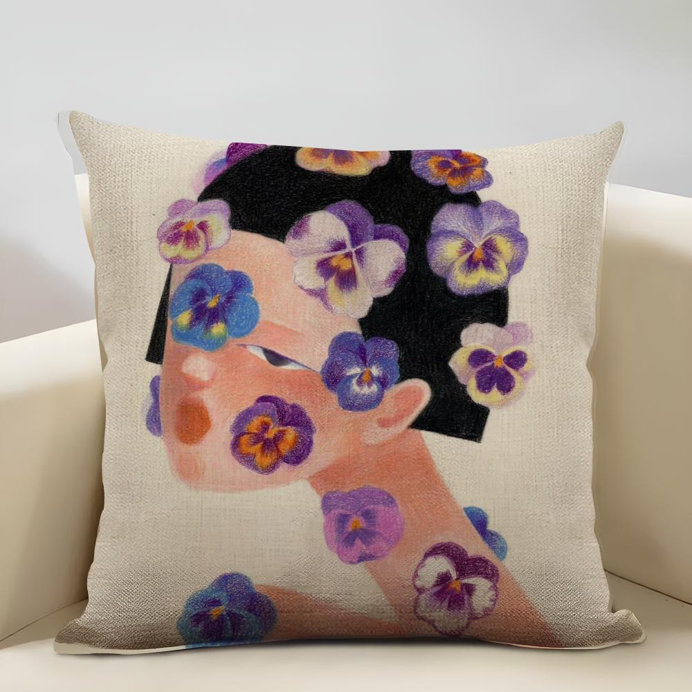 Tear Nevus Cushion Cover Household Decoration Linen Sofa Cushion Cover: Skin-Friendly & Breathable with Invisible Zipper