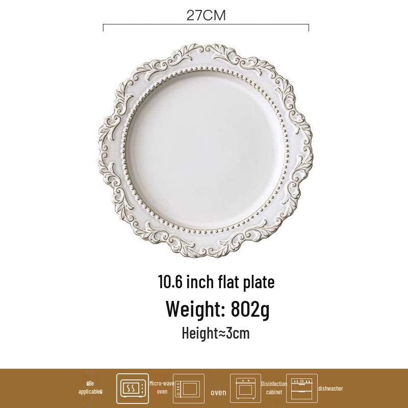 Ensemble de vaisselle en céramique style cour baroque: Vaisselle rétro européenne française avec assiettes à soupe, bols et assiettes plates