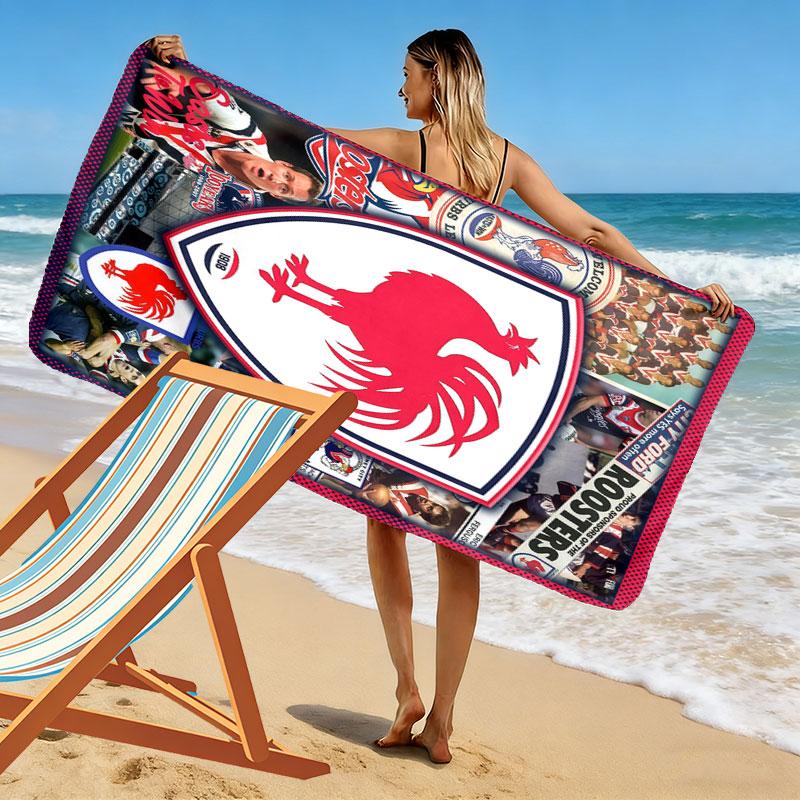 Sydney Roosters Legacy Print Beach Towel, Large Soft Quick Dry Towel for Beach Camping Swimming
