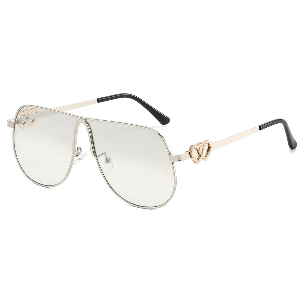 New Fashion Gradient Oval Pilot Women Sunglasses Luxury Brand Double Heart Design UV400 Protection