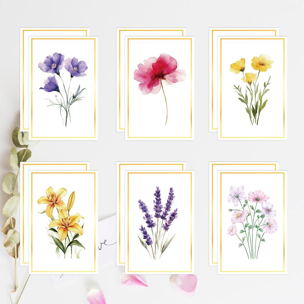 12pcs Vintage Floral Greeting Cards Set with Envelopes, Elegant Flower Invitations for Wedding Birthday Party Decor