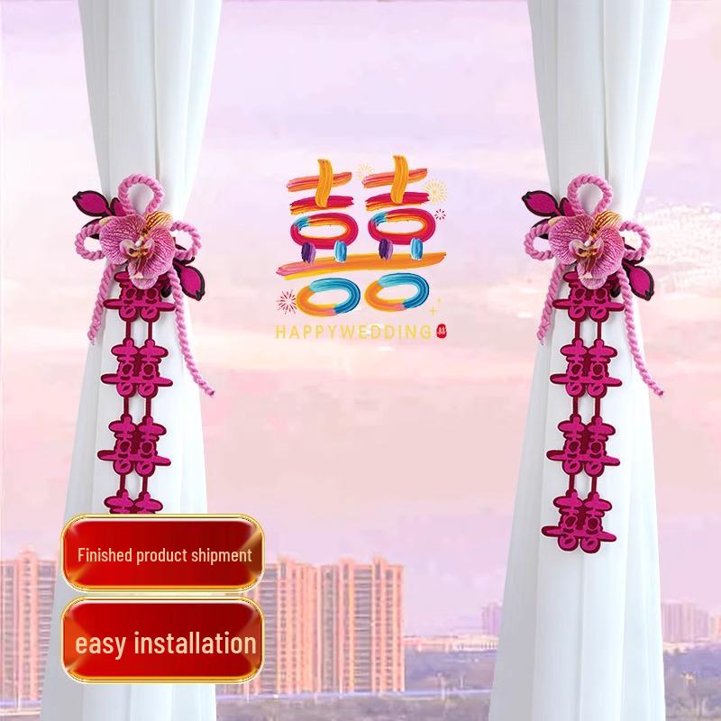 Bridal Curtain Tie-Backs & Festive Pull Flowers for Wedding and New Home Decor