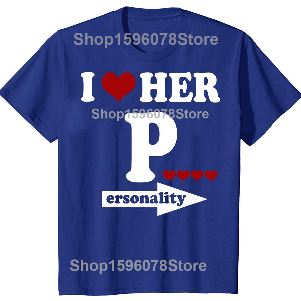 Valentines Day Couple Matching I Love Her Personality Tshirts Men Fashion Casual Tshirt 100 Cotton Loose Oversized T Shirt