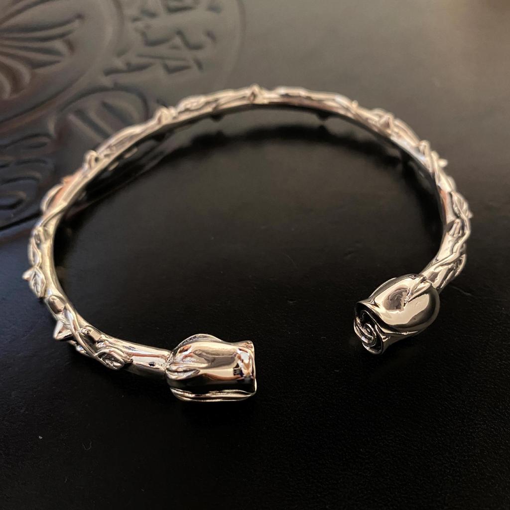 925 Silber Schwerindustrie High-End Sense Öffnung Dorn Rose Armband Weibliche Ins Nische Design Mode Licht Luxus Exquisit