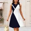 Women Plus Size Round Neck Sleeveless Colorful Floral Printed A Line Dress