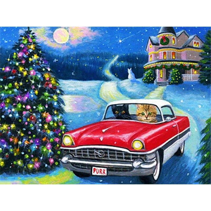 New 5D DIY Diamond Painting Car Diamond Embroidery Winter Cross Stitch Full Round Drill Crafts Home Decor Manual Art Gift